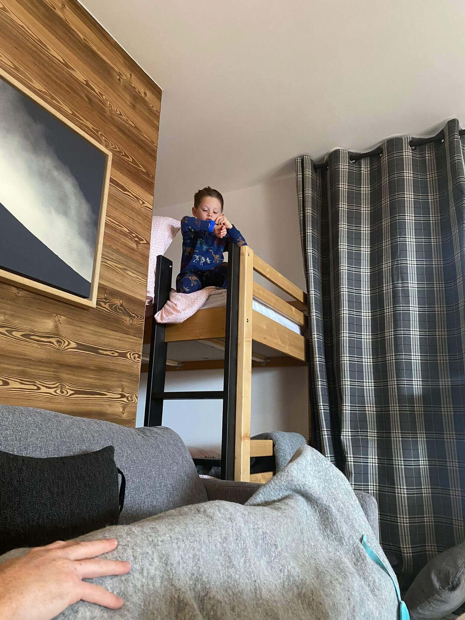 Our youngest enjoying the bunk bed